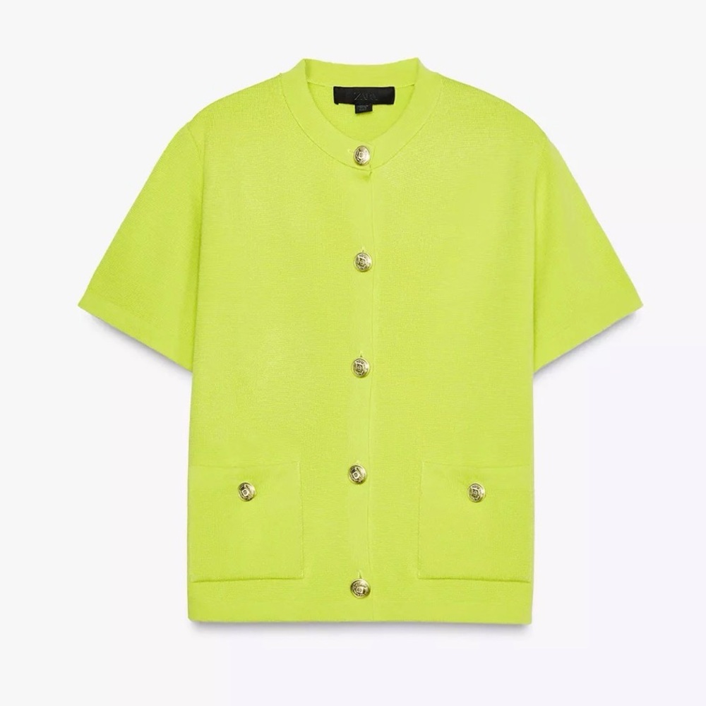 Zara Lime Green Buttoned Cardigan